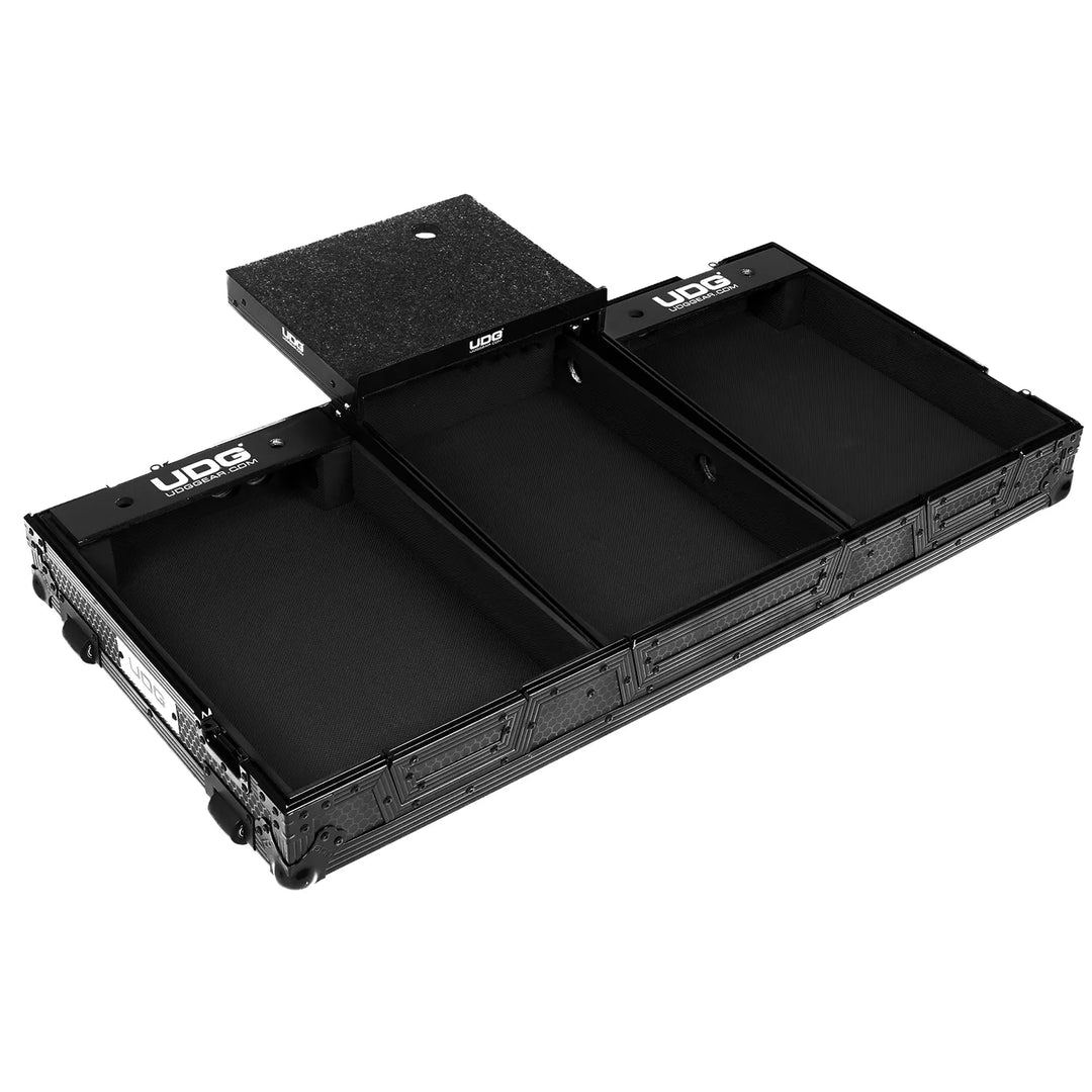 UDG Ultimate Flight Case Set Pioneer DJ PLX-CRSS12 & 10"/12" Mixer Black Plus (Laptop Shelf + Wheels)
