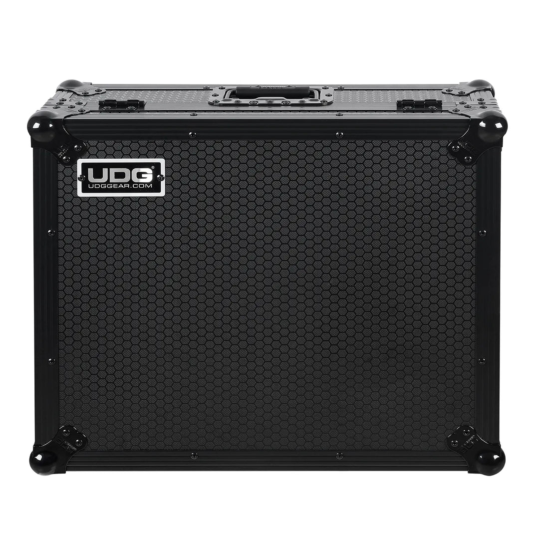 UDG Ultimate Flight Case Pioneer DJ DJM-V10 Black, photographed from a front angle on a white background.