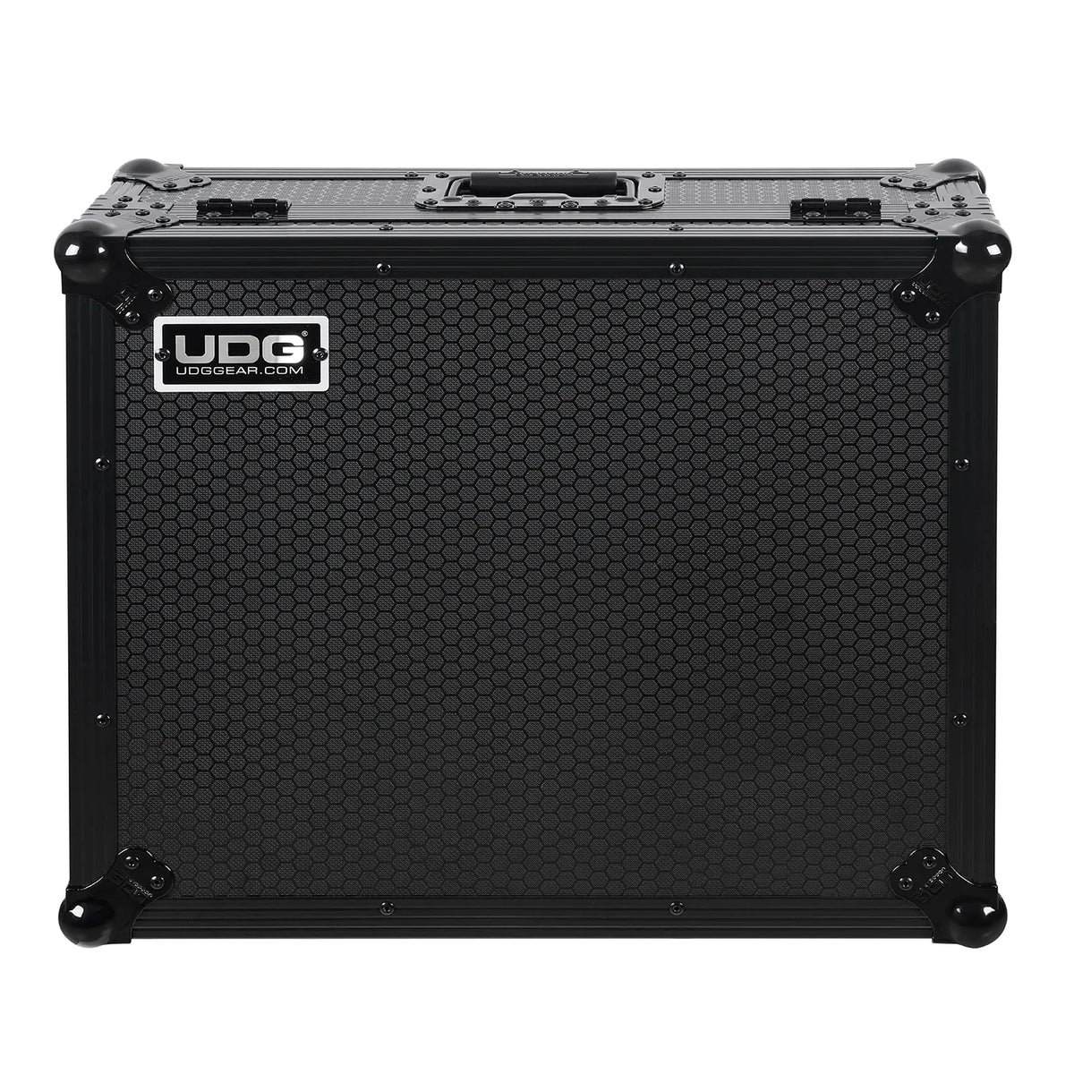 UDG Ultimate Flight Case Pioneer DJ DJM-V10 Black, photographed from a front angle on a white background.
