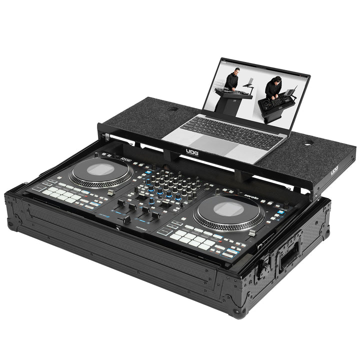UDG Ultimate Flight Case Rane Performer/ Four Black Plus (Laptop Shelf + Wheels)