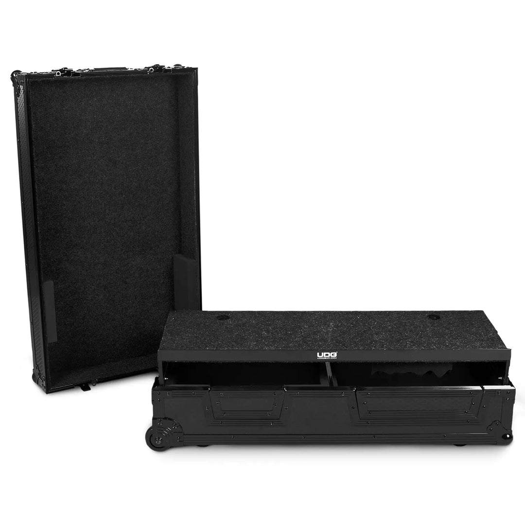 UDG Ultimate Flight Case Single Turntable Battle/ PLX-CRSS12 & 10"/12" Mixer Black Plus (Laptop Shelf, Trolley & Wheels)