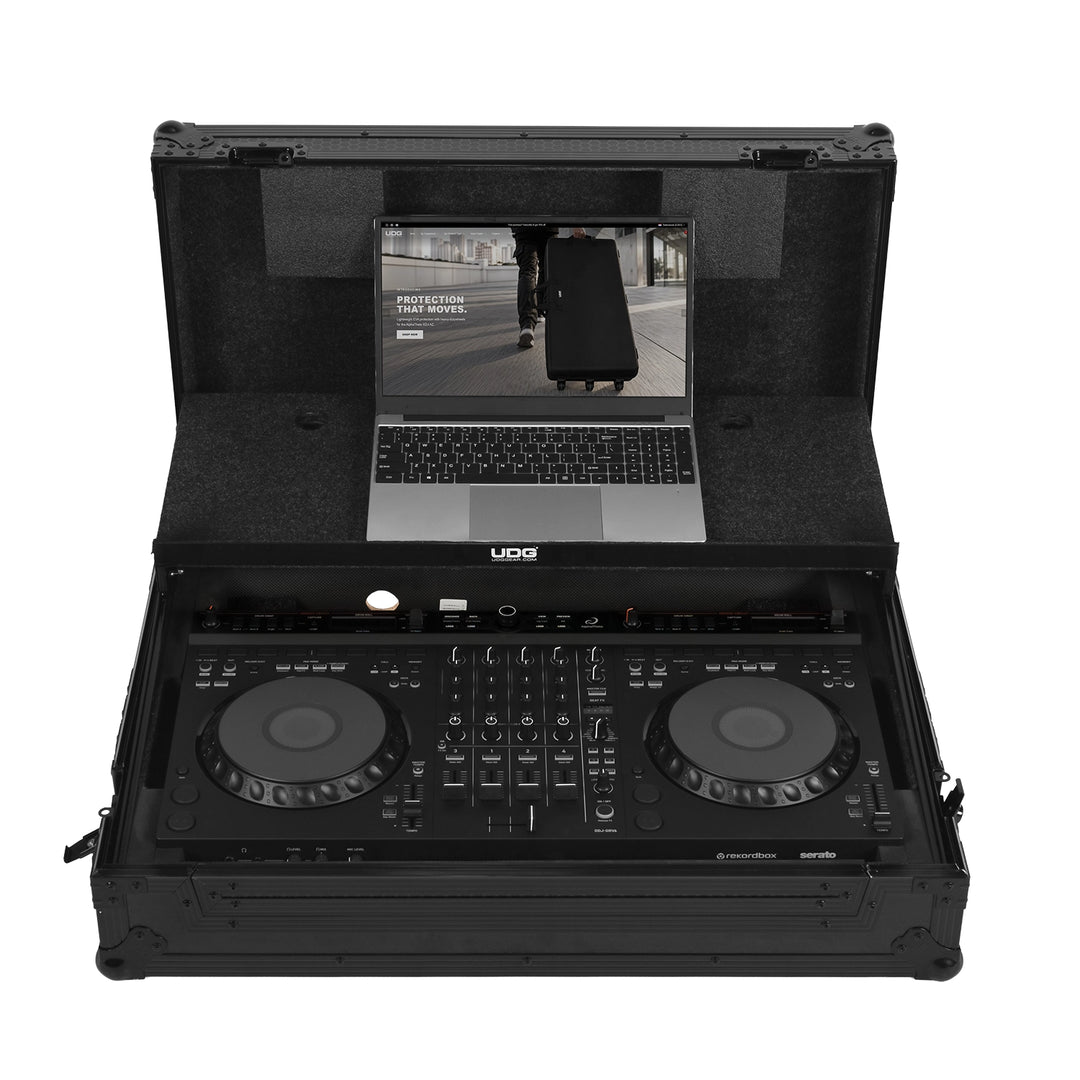 UDG Ultimate Flight Case AlphaTheta DDJ-GRV6 Black Plus (Laptop Shelf) 1