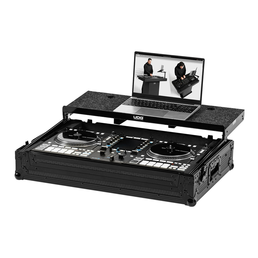 UDG Ultimate Flight Case Rane System One Black Plus (Laptop Shelf + Wheels)