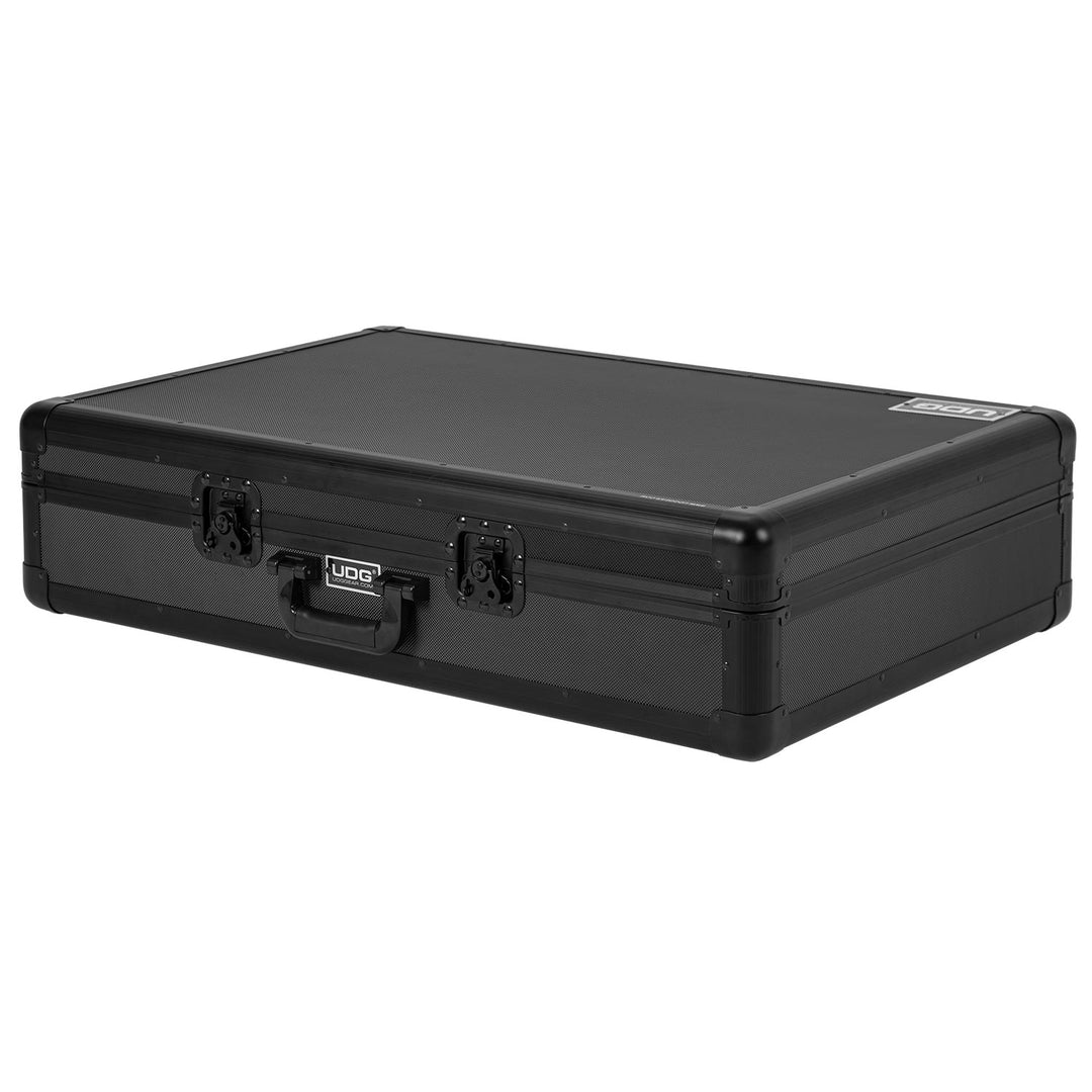 A closed laydown view of UDG Ultimate Pick Foam Flight Case Multi Format 3XL Black MK2 